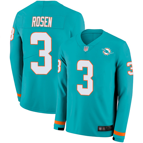 Miami Dolphins #3 Josh Rosen Aqua Green Team Color Men's Stitched Limited Therma Long Sleeve Jersey Men's cheap jerseys for sale - CheapJerseys.Shop