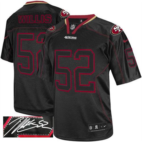 San Francisco 49ers #52 Patrick Willis Lights Out Black Men's Stitched Elite Autographed Jersey Men's cheap jerseys for sale - CheapJerseys.Shop