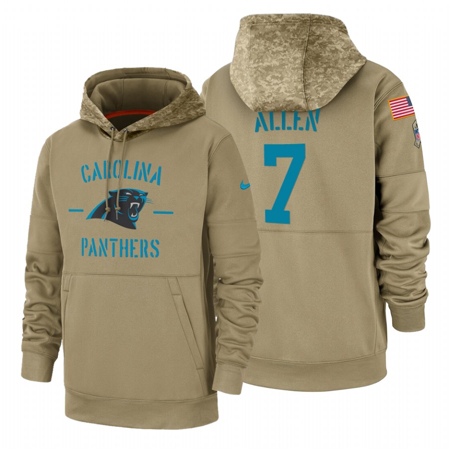 Carolina Panthers #7 Kyle Allen Tan 2019 Salute To Service Name & Number Sideline Therma Pullover Hoodie cheap jerseys for sale - CheapJerseys.Shop