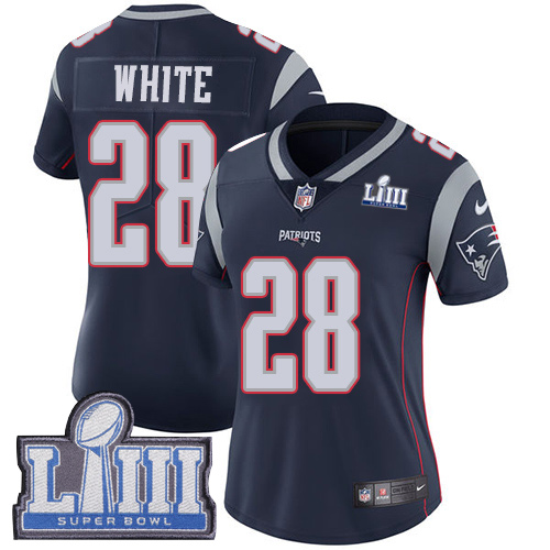 New England Patriots #28 James White Navy Blue Team Color Super Bowl LIII Bound Women's Stitched Vapor Untouchable Limited Jersey Womens cheap jerseys for sale - CheapJerseys.Shop