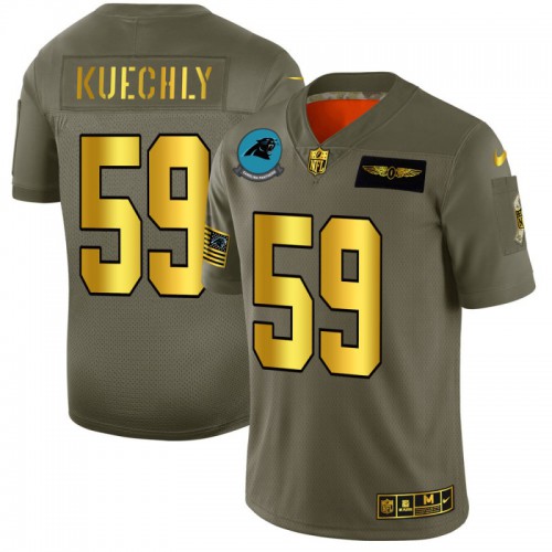 Carolina Carolina Panthers #59 Luke Kuechly Men's Olive Gold 2019 Salute to Service Limited Jersey Men's cheap jerseys for sale - CheapJerseys.Shop