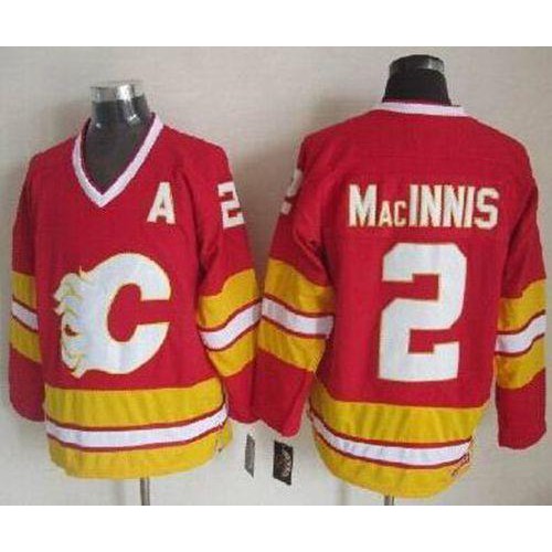 Calgary Flames #2 Al MacInnis Red CCM Throwback Stitched Jersey Men's cheap jerseys for sale - CheapJerseys.Shop