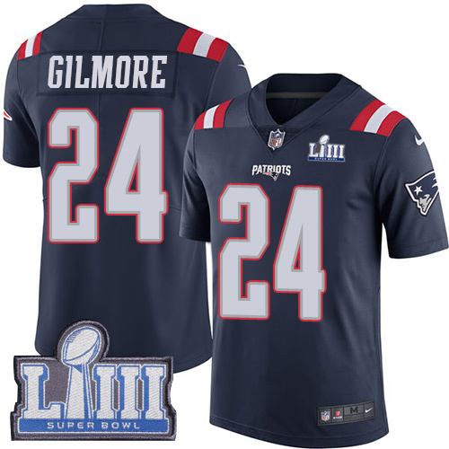 New England Patriots #24 Stephon Gilmore Navy Blue Super Bowl LIII Bound Men's Stitched Limited Rush Jersey Men's cheap jerseys for sale - CheapJerseys.Shop