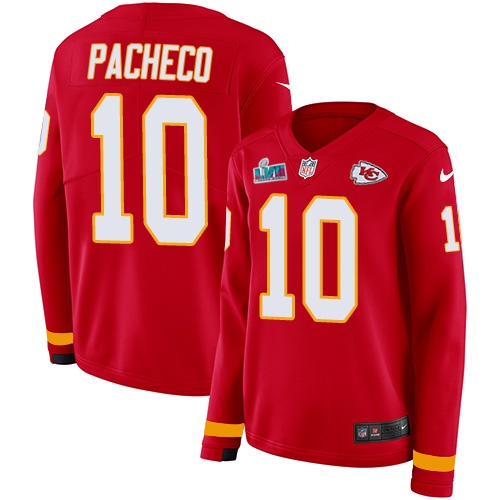 Chiefs #10 Isiah Pacheco Red Team Color Super Bowl LVII Patch Women's Stitched Limited Therma Long Sleeve Jersey cheap jerseys for sale - CheapJerseys.Shop