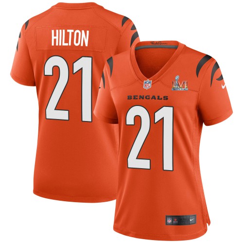 Cincinnati Cincinnati Bengals #21 Mike Hilton Orange Super Bowl LVI Patch Women's Game Jersey Womens cheap jerseys for sale - CheapJerseys.Shop