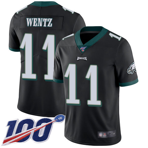 Philadelphia Eagles #11 Carson Wentz Black Alternate Youth Stitched 100th Season Vapor Limited Jersey Youth cheap jerseys for sale - CheapJerseys.Shop