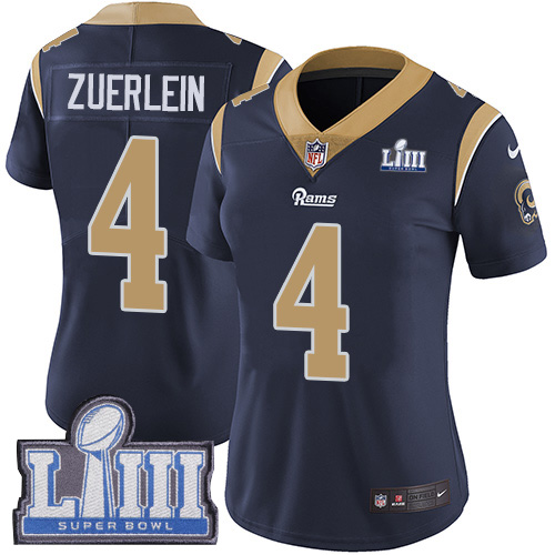 Los Angeles Rams #4 Greg Zuerlein Navy Blue Team Color Super Bowl LIII Bound Women's Stitched Vapor Untouchable Limited Jersey Womens cheap jerseys for sale - CheapJerseys.Shop