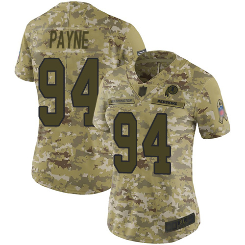 Washington Commanders #94 Da'Ron Payne Camo Women's Stitched Limited 2018 Salute to Service Jersey Womens cheap jerseys for sale - CheapJerseys.Shop