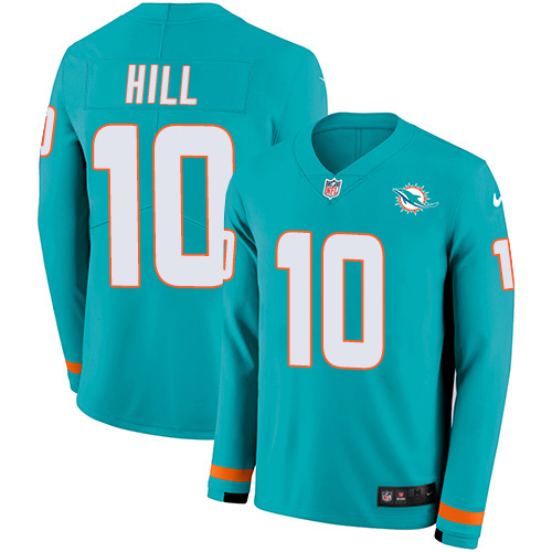 Dolphins #10 Tyreek Hill Aqua Green Team Color Men's Stitched Limited Therma Long Sleeve Jersey cheap jerseys for sale - CheapJerseys.Shop