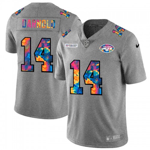 New York New York Jets #14 Sam Darnold Men's Multi-Color 2020 Crucial Catch Jersey Greyheather Men's cheap jerseys for sale - CheapJerseys.Shop