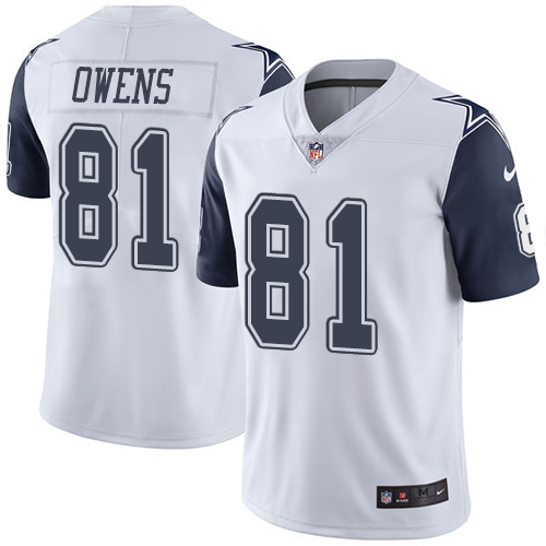 Dallas Cowboys #81 Terrell Owens White Men's Stitched Limited Rush Jersey Men's cheap jerseys for sale - CheapJerseys.Shop
