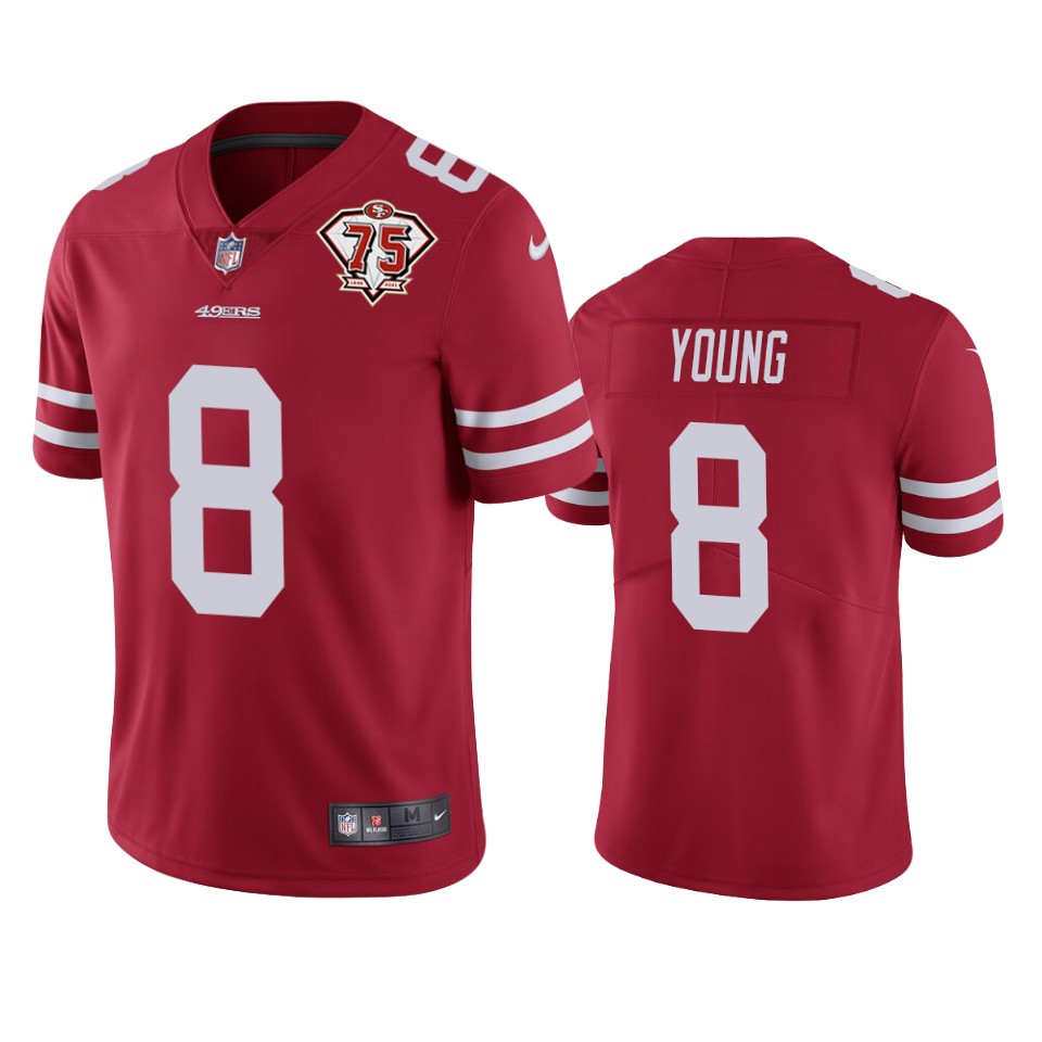 49ers #8 Steve Young Red Men's 75th Anniversary Stitched Vapor Untouchable Limited Jersey cheap jerseys for sale - CheapJerseys.Shop