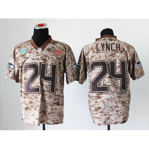 Seattle Seahawks #24 Marshawn Lynch Camo Men's Stitched New Elite USMC Jersey Men's cheap jerseys for sale - CheapJerseys.Shop