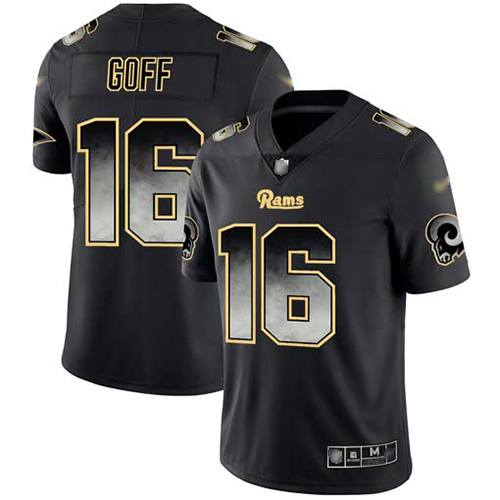 Los Angeles Rams #16 Jared Goff Black Men's Stitched Vapor Untouchable Limited Smoke Fashion Jersey Men's cheap jerseys for sale - CheapJerseys.Shop