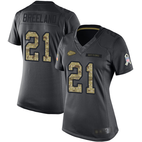 Kansas City Chiefs #21 Bashaud Breeland Black Women's Stitched Limited 2016 Salute to Service Jersey Womens cheap jerseys for sale - CheapJerseys.Shop