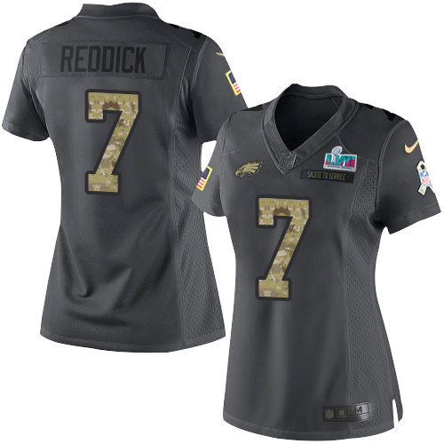 Eagles #7 Haason Reddick Black Super Bowl LVII Patch Women's Stitched Limited 2016 Salute To Service Jersey cheap jerseys for sale - CheapJerseys.Shop
