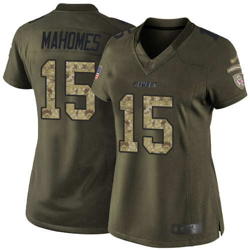 Chiefs #15 Patrick Mahomes Green Women's Stitched Limited 2015 Salute To Service Jersey cheap jerseys for sale - CheapJerseys.Shop