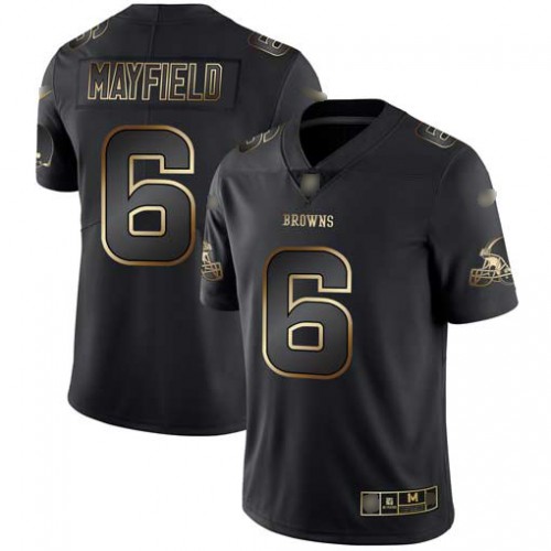 Cleveland Browns #6 Baker Mayfield Black/Gold Men's Stitched Vapor Untouchable Limited Jersey Men's cheap jerseys for sale - CheapJerseys.Shop