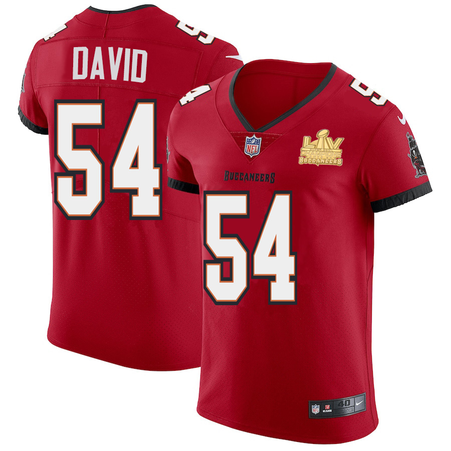 Tampa Bay Buccaneers #54 Lavonte David Men's Super Bowl LV Champions Patch Red Vapor Elite Jersey cheap jerseys for sale - CheapJerseys.Shop
