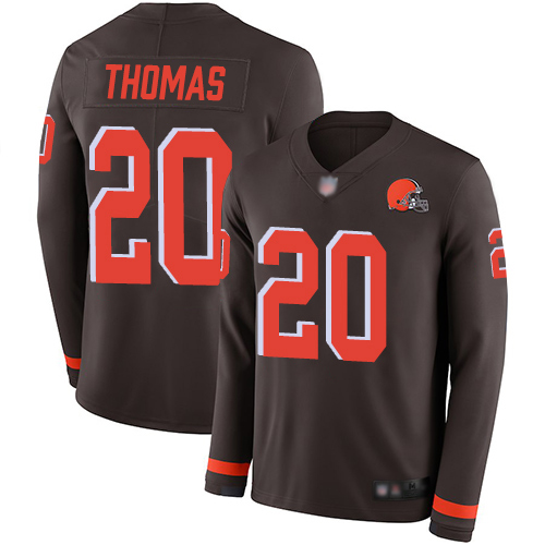 Cleveland Browns #20 Tavierre Thomas Brown Team Color Men's Stitched Limited Therma Long Sleeve Jersey Men's cheap jerseys for sale - CheapJerseys.Shop