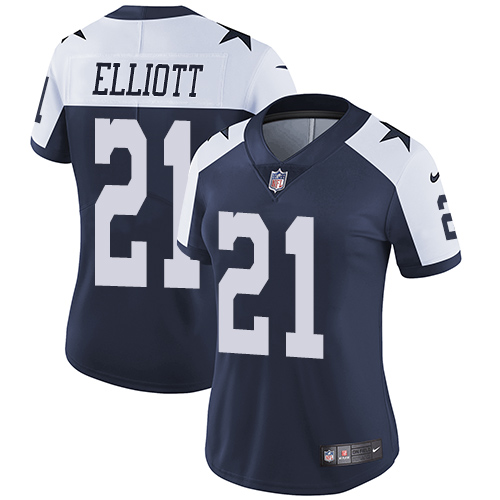 Cowboys #21 Ezekiel Elliott Navy Blue Thanksgiving Women's Stitched Vapor Untouchable Limited Throwback Jersey cheap jerseys for sale - CheapJerseys.Shop