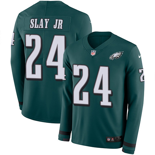 Philadelphia Eagles #24 Darius Slay Jr Green Team Color Men's Stitched Limited Therma Long Sleeve Jersey Men's cheap jerseys for sale - CheapJerseys.Shop