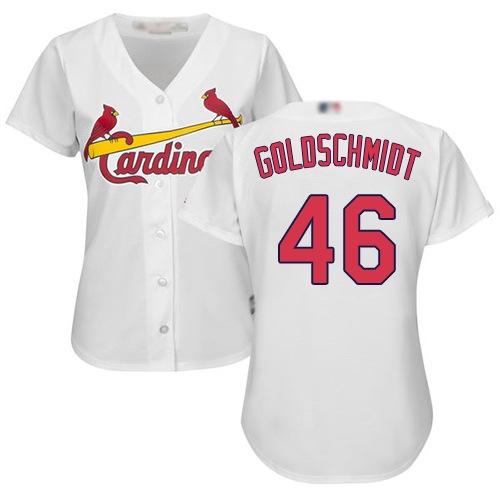 St.Louis Cardinals #46 Paul Goldschmidt White Home Women's Stitched Jersey Womens cheap jerseys for sale - CheapJerseys.Shop