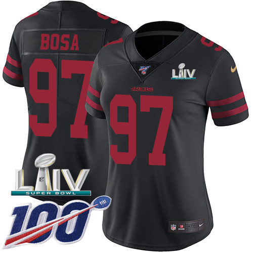 49ers #97 Nick Bosa Black Super Bowl LIV 2020 Alternate Women's Stitched 100th Season Vapor Limited Jersey cheap jerseys for sale - CheapJerseys.Shop