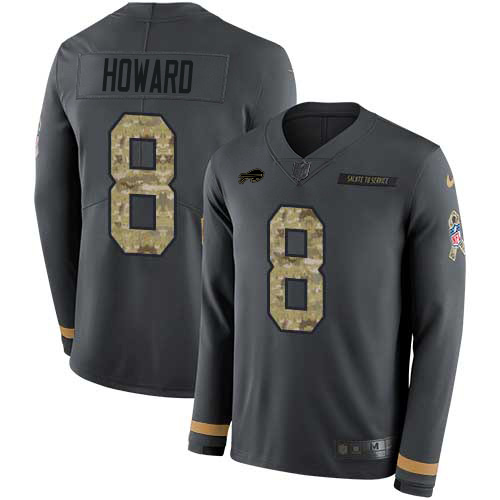 Buffalo Buffalo Bills #8 O. J. Howard Anthracite Salute to Service Men's Stitched Limited Therma Long Sleeve Jersey Men's cheap jerseys for sale - CheapJerseys.Shop