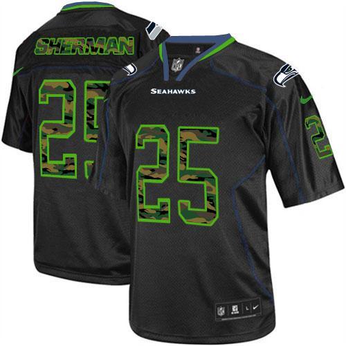 Seattle Seahawks #25 Richard Sherman Black Men's Stitched Elite Camo Fashion Jersey Men's cheap jerseys for sale - CheapJerseys.Shop