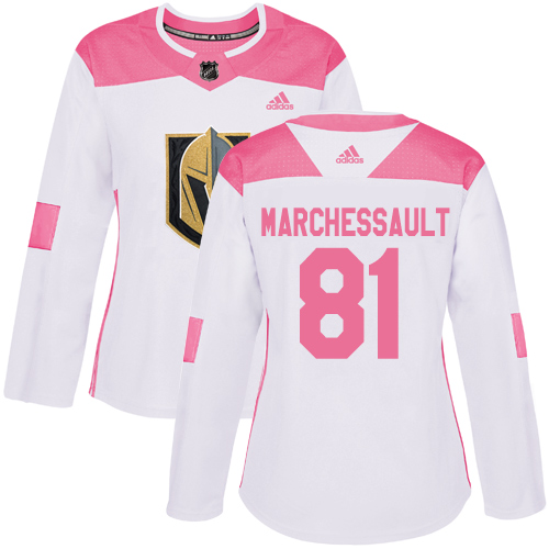 Golden Vegas Golden Knights #81 Jonathan Marchessault White/Pink Authentic Fashion Women's Stitched Jersey Womens cheap jerseys for sale - CheapJerseys.Shop