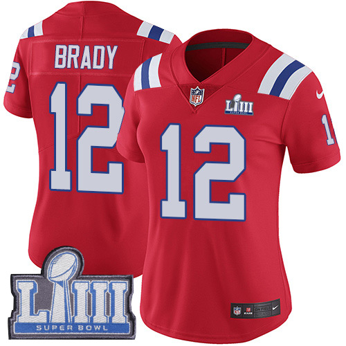 Patriots #12 Tom Brady Red Alternate Super Bowl LIII Bound Women's Stitched Vapor Untouchable Limited Jersey cheap jerseys for sale - CheapJerseys.Shop
