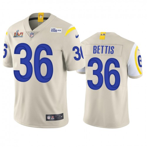 Los Angeles Los Angeles Rams #36 Jerome Bettis Men's Super Bowl LVI Patch Vapor Limited Jersey - Bone Men's cheap jerseys for sale - CheapJerseys.Shop