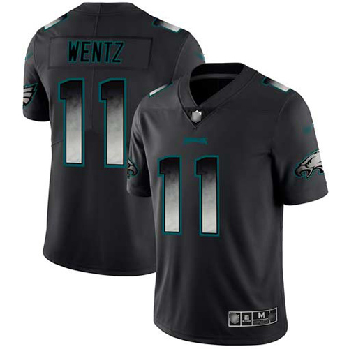 Philadelphia Eagles #11 Carson Wentz Black Men's Stitched Vapor Untouchable Limited Smoke Fashion Jersey Men's cheap jerseys for sale - CheapJerseys.Shop