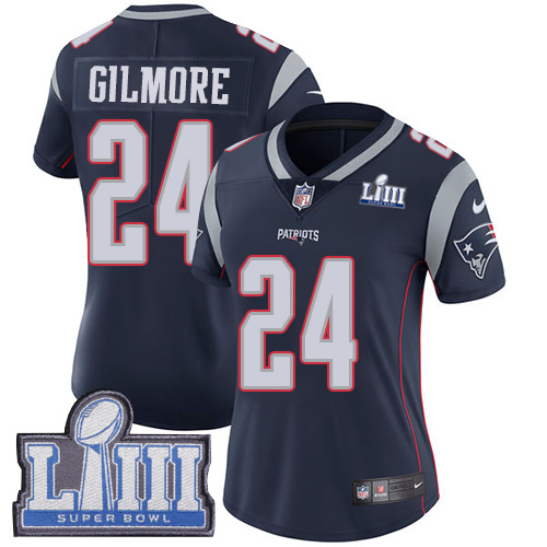 New England Patriots #24 Stephon Gilmore Navy Blue Team Color Super Bowl LIII Bound Women's Stitched Vapor Untouchable Limited Jersey Womens cheap jerseys for sale - CheapJerseys.Shop
