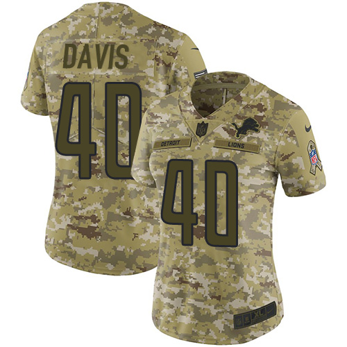 Detroit Lions #40 Jarrad Davis Camo Women's Stitched Limited 2018 Salute to Service Jersey Womens cheap jerseys for sale - CheapJerseys.Shop