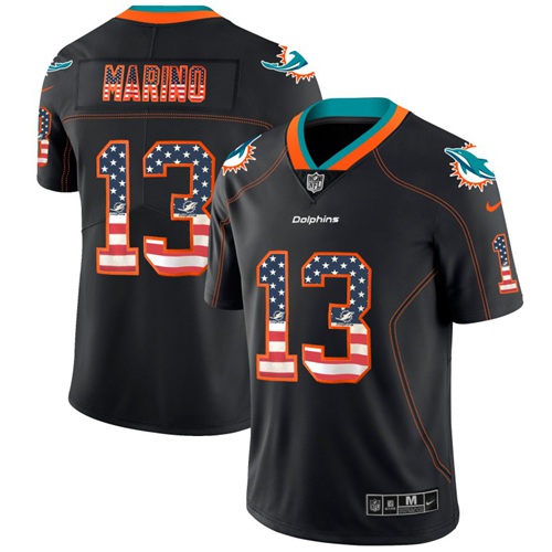 Dolphins #13 Dan Marino Black Men's Stitched Limited Rush USA Flag Jersey cheap jerseys for sale - CheapJerseys.Shop