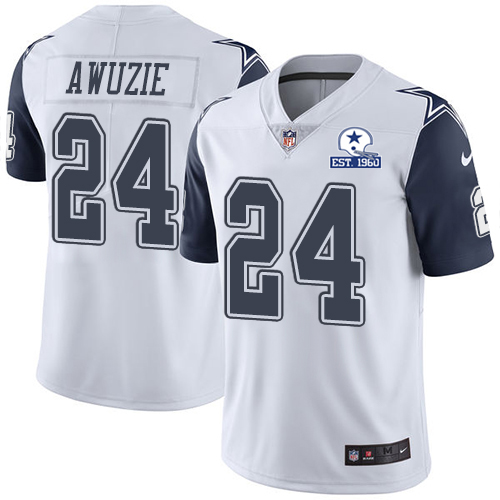 Dallas Cowboys #24 Chidobe Awuzie White Men's Stitched With Established In 1960 Patch Limited Rush Jersey Men's cheap jerseys for sale - CheapJerseys.Shop