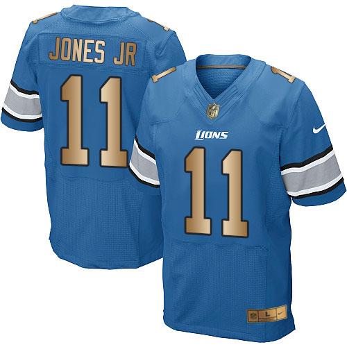 Detroit Lions #11 Marvin Jones Jr Blue Team Color Men's Stitched Elite Gold Jersey Men's cheap jerseys for sale - CheapJerseys.Shop