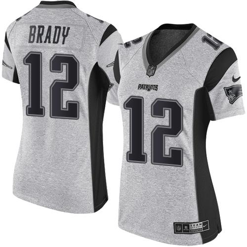 Patriots #12 Tom Brady Gray Women's Stitched Limited Gridiron Gray II Jersey cheap jerseys for sale - CheapJerseys.Shop