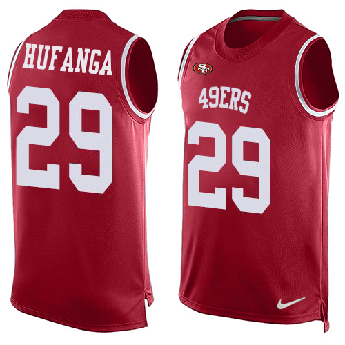 49ers #29 Talanoa Hufanga Red Team Color Men's Stitched Limited Tank Top Jersey cheap jerseys for sale - CheapJerseys.Shop