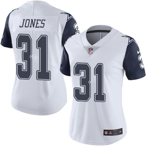 Dallas Cowboys #31 Byron Jones White Women's Stitched Limited Rush Jersey Womens cheap jerseys for sale - CheapJerseys.Shop