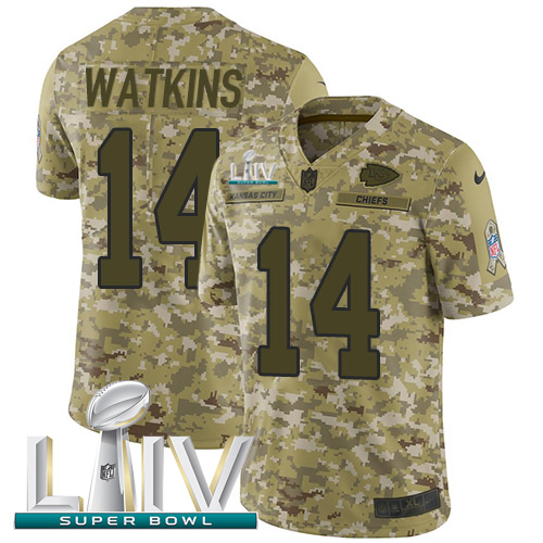 Kansas City Chiefs #14 Sammy Watkins Camo Super Bowl LIV 2020 Men's Stitched Limited 2018 Salute To Service Jersey Men's cheap jerseys for sale - CheapJerseys.Shop