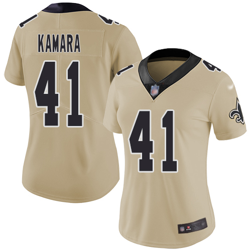 Saints #41 Alvin Kamara Gold Women's Stitched Limited Inverted Legend Jersey cheap jerseys for sale - CheapJerseys.Shop