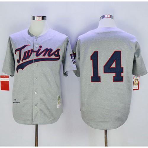 Mitchell And Ness 1969 Minnesota Twins #14 Kent Hrbek Grey Throwback Stitched Jersey Men's cheap jerseys for sale - CheapJerseys.Shop