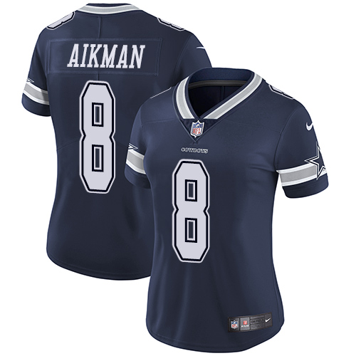 Dallas Cowboys #8 Troy Aikman Navy Blue Team Color Women's Stitched Vapor Untouchable Limited Jersey Womens cheap jerseys for sale - CheapJerseys.Shop