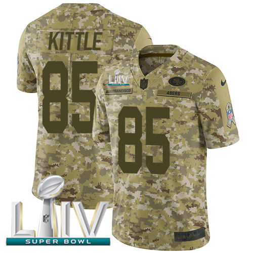 49ers #85 George Kittle Camo Super Bowl LIV 2020 Youth Stitched Limited 2018 Salute To Service Jersey cheap jerseys for sale - CheapJerseys.Shop
