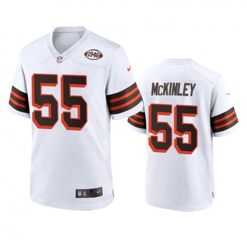 Men's Cleveland Browns #55 Takkarist Mckinley 1946 Collection Alternate Game Limited Jersey - White Men's cheap jerseys for sale - CheapJerseys.Shop