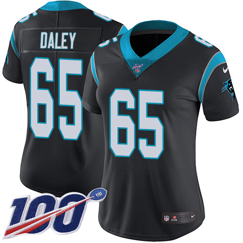 Carolina Panthers #65 Dennis Daley Black Team Color Women's Stitched 100th Season Vapor Untouchable Limited Jersey Womens cheap jerseys for sale - CheapJerseys.Shop