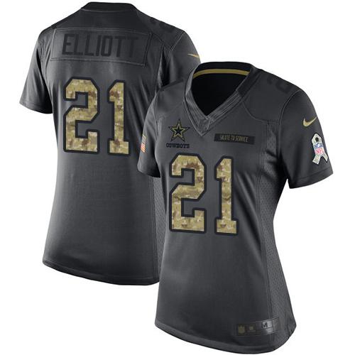 Cowboys #21 Ezekiel Elliott Black Women's Stitched Limited 2016 Salute To Service Jersey cheap jerseys for sale - CheapJerseys.Shop
